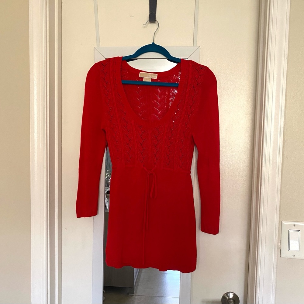 Michael Kors Red Knit Sweater Dress